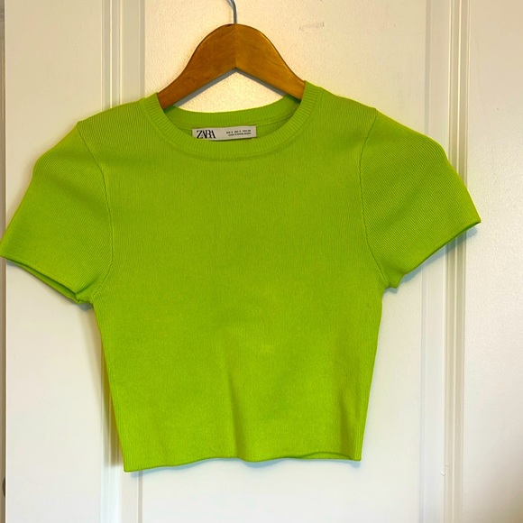 Neon green crop top Zara!! - Picture 2 of 3